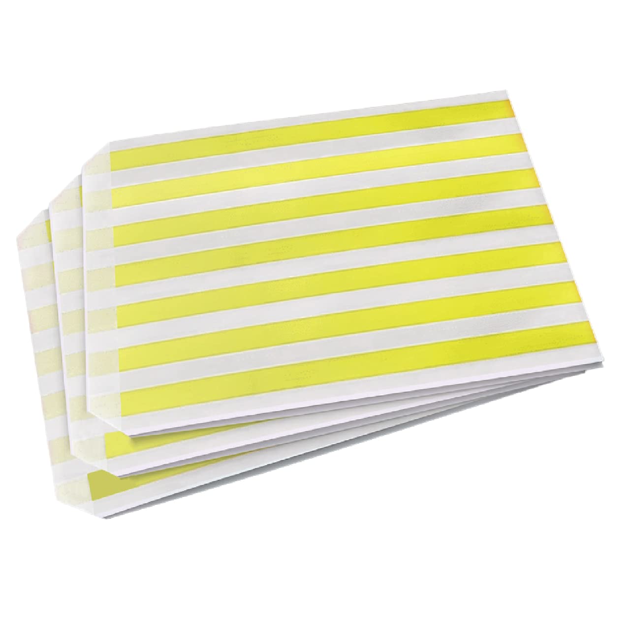 Sabco - 100 Yellow Sweet Candy Striped Paper Bags 7 x 9" for Confectionary Party Favour Pick n Mix Wedding Sweets Gift Bag (100, 7 x 9")