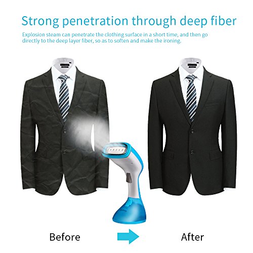 AmyHomie Portable 260ml Travel Clothes Handheld Garment Steamers 1200W/110V Fast Heat Stainless Steel Soleplate and Fabric Brush