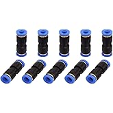 SNS 1/4" Tube OD Plastic Straight Union Pipe Tube Fitting Straight Pneumatic Connector(10 PCS) SPU-1/4