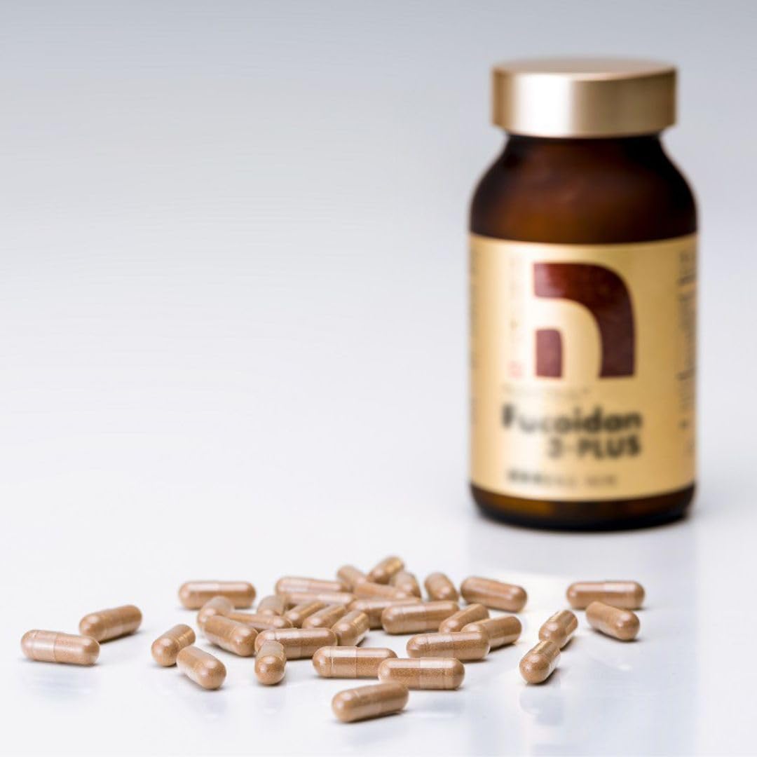 Fucoidan 3-Plus Brown Seaweed Immunity Supplement with Three Types of High Purity Fucoidan Organic Mekabu Fucus Mozuku Agaricus Capsule Type Made in Japan (1)