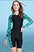 Cokar Long Sleeve Swimwear Swimsuit for Women one Piece Waterblue Asian M = US S