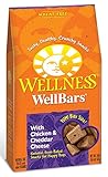 Wellness WellBars Natural Wheat Free Oven Baked Dog Treats, Chicken and Cheddar Biscuits, 20-Ounce Box