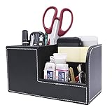 Behomy Home Office Multi-Function Desk Organizer, PU Leather Desk Stationery Organizer, Office Storage Compartments Box for Pen, Pencil, Name Cards, Phone, Key, Pocket Money (Small)