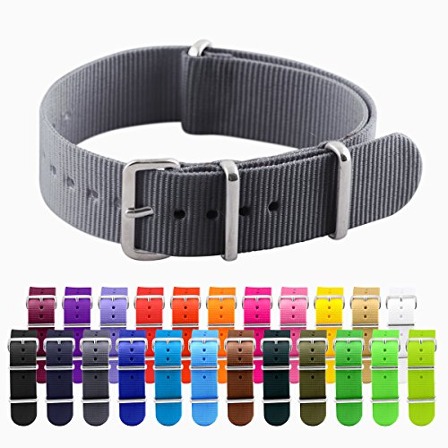 Clockwork Synergy Classic Nylon Nato watch straps bands (20mm, Grey)