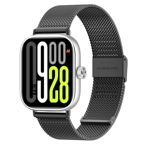 MoKo Correa Metálica Compatible con Redmi Watch 6/5/4/Xiaomi Smart Band 9 Pro/8 Pro, Correa de Repuesto de Malla de Acero Inoxidable con Cierre Ajustable para Hombre Mujer