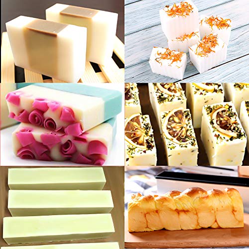 YGEOMER Silicone Soap Mold for Soap Making, Rectangular Loaf Soap Mold with Wooden Boxes, 2 Cutters and 100pcs Bags, 2pcs, 42oz