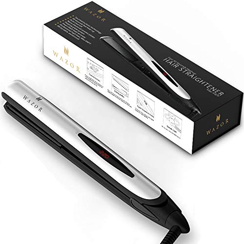 Wazor Hair Straightener Tourmaline Ceramic 2 in 1 Flat iron Instant Heat Up 284℉-446℉ Auto Shut Off （1 Inch)）