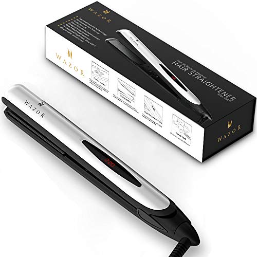 Wazor 2 in 1 Flat Iron Professional 1 Inch Ceramic Hair Striaghtening and Curling irons, Instant Heat Up, Ajustment Temperature 284℉ to 446℉ with Digtal LCD Display