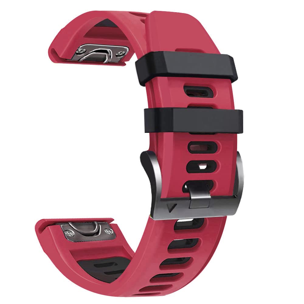Fleshy Leaf 22mm tow color Bracelet Strap Compatible for Garmin Fenix 7,Fenix 6,Fenix 6 Pro,Fenix 5,Fenix 5 Plus,Approach S60 S62,Forerunner 935 945,Quick Release Strap Wristband (red-black) — image 1
