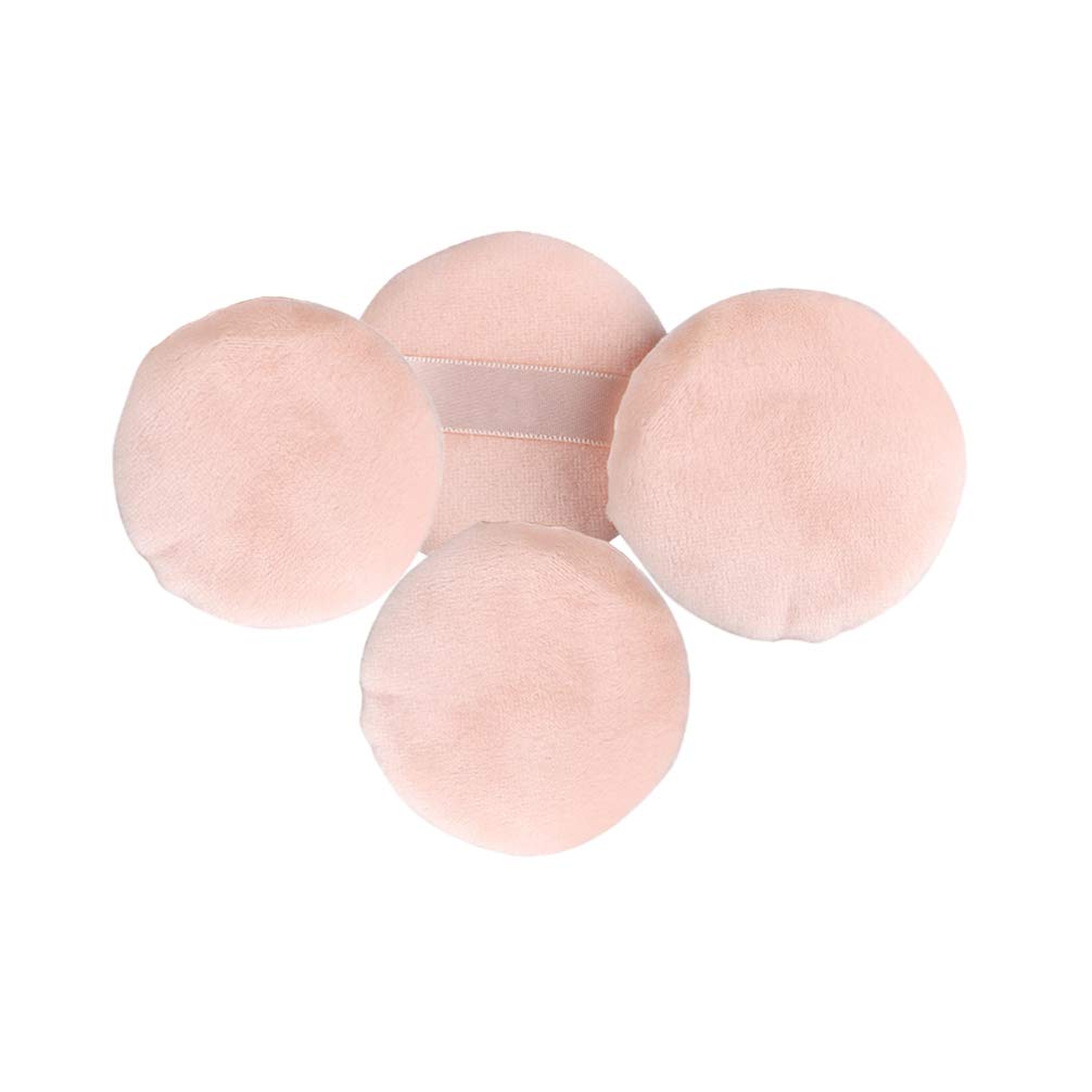 Minkissy 4Pcs Powder Puff Makeup Puff Loose Powder Puff With Ribbon Strap Soft Velour Puff For Loose Powder Setting Powder