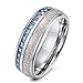 Tiitc Rings for Men Women Tungsten Carbide Meteorite with Blue Carbon Fiber Wedding Engagement Band 8mm