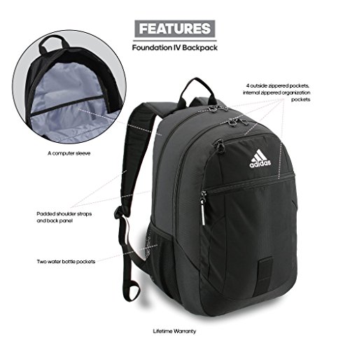 adidas Unisex Foundation Backpack, White Looper/Black, ONE