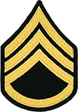 Staff Sergeant E-6 Army Chevrons - Gold on Green (Male)