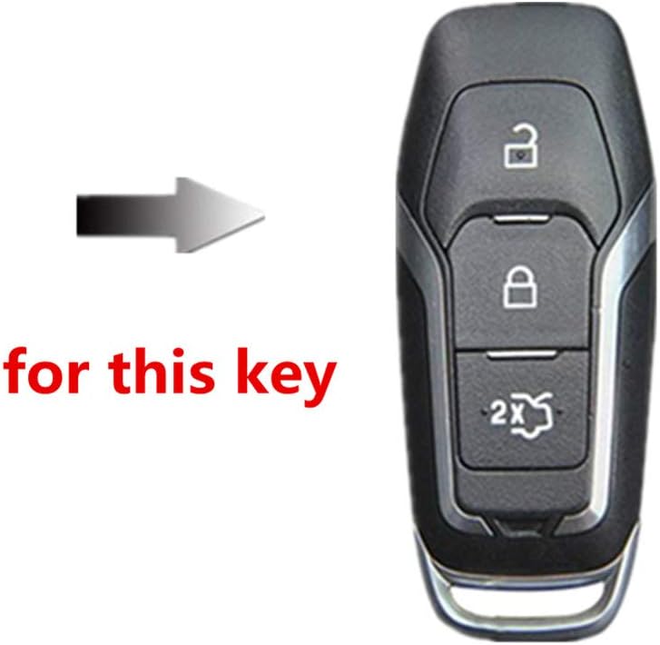 Happyit ABS Carbon Fiber Shell+Silicone Car Key Cover Case Keychain for Ford Focus Mondeo Edge Fiesta Kuga Mondeo MK4 Fusion Escort Ecosport (A carbon fiber + red) - Image 3
