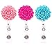 3 Pack Flower Retractable Badge Holder, Colorful Cute Badge Reel Clip for Women Card Holders, 3 Pack(Pink+Rose red+Blue)