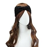 Sannysis Women Winter Warmer Hairband Hollow Woven Handcraft (Black)
