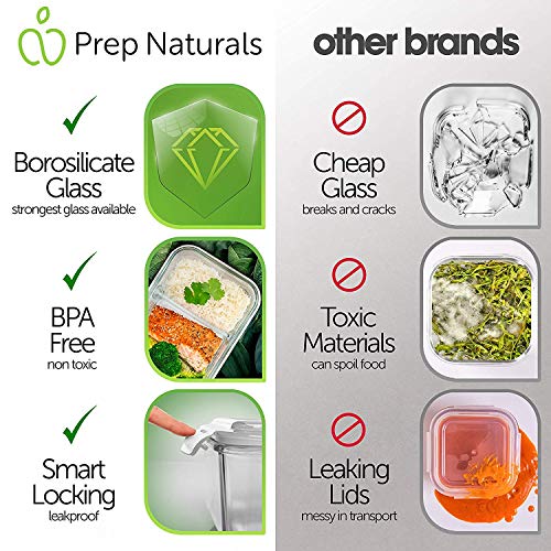 Prep-Naturals-Glass-Meal-Prep-Containers-Glass-2-Compartment-5-Pack-Glass-Food-Storage-Containers-Glass-Storage-Containers-with-Lids-Divided-Glass-Cupcake-Carriers-29-Ounce