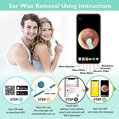 Urbesty Earwax Removal Tool,Wireless Otoscope Ear Wax Removal Kit 1080P