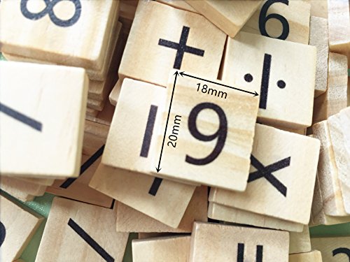 100 Wooded Scrabble Numbers and symbols-Great for Crafts, Pendants, Spelling,Scrapbooking