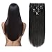 Human Hair Clip in Hair Extensions 120g 22Inch Jet Black Straight Real Hair Extensions Double Weft Clip in Extensions for Women 7Pieces/Lot with 16Clips in