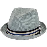 Peter Grimm Depp Fedora Hat w/ Striped Brim (Charcoal, XXL)