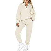 Aleumdr Women 2 Piece Outfits Sweatsuit Oversized Half Zip Pullover Long Sleeve Sweatshirt Jogger Pants Set with Pockets