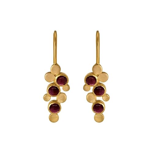 22k (916) Yellow Gold and Garnet Drop Earrings for Women