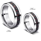 8MM Polished Middle Red & Black Carbon Fiber Inlay - Wedding Band - EngaSynthetic Gement Ring