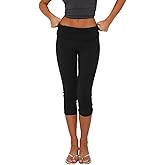 DSORVICD Capri Pants for Women Fold Over Elastic Waist Yoga Leggings Y2k Slim Fit Going Out Cropped Pant