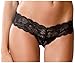 Rene Rofe womens Crotchless Lace With Lace-up Back thong underwear, Black, Small-Medium US