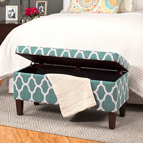 HomePop Large Upholstered Rectangular Storage Ottoman Bench with Hinged