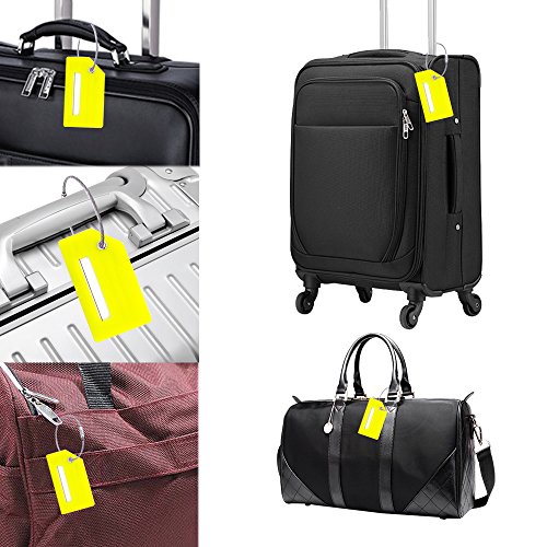 Silicone Luggage Tag With Name ID Card Perfect to Quickly Spot Luggage Suitcase (Yellow)