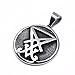 ELFASIO Men Pendant Necklace Stainless Steel Sigil of Lucifer Seal of Satan Baphomet Chain Jewelry 20 inch