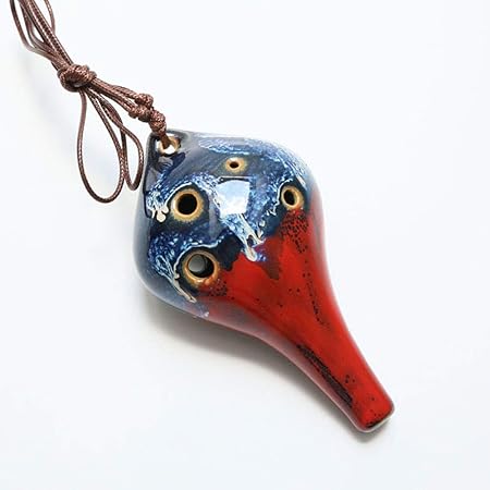 NUYI-2 6 Loch Ocarina Beginner Einführung Instrument Spielen Six Loch Alto C Ocarina Large kann Ofenfarbe tragen,Red