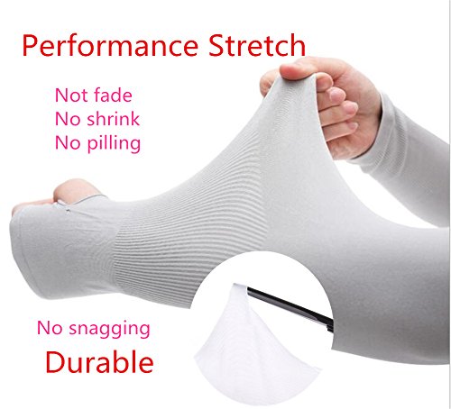 UV Protection Cooling Arm Sleeves Long Sun Sleeves for Men & Women UPF 50 Sun Sleeves for Cycling, Driving, Running, Basketball, Football & Outdoor Activities (Grey, Long)