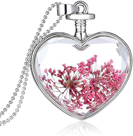 OVERMAL Women Never Die Flower Heart Glass Wishing Bottle Pendant Necklace