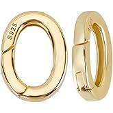 SUNNYCLUE 1 Box 3Pcs S925 Sterling Silver Spring Clasp Gold Oval Jewelry Clasps 10mm Small Trigger Snap Carabiner Clip Extender Links Connector for Necklaces DIY Bracelets Making Supplies Women Adult