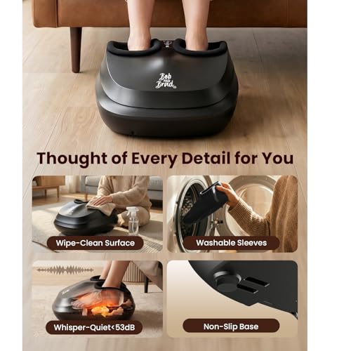 Bob and Brad Lite Foot Massager with Heat, Shiatsu Feet Massager for Plantar Fasciitis, Electric Foot Massagers Deep Kneading, Compression,Circulation- Remote Control, Gifts for Men Women