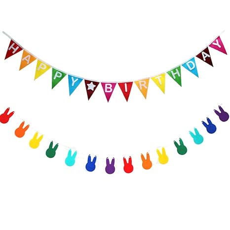 Monord Rainbow Birthday Decorations Multicolor Felt Happy Birthday