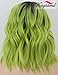 K'ryssma Ombre Green Lace Front Wigs Short Bob Synthetic Wigs with Dark Roots Wavy Lace Wig for Women