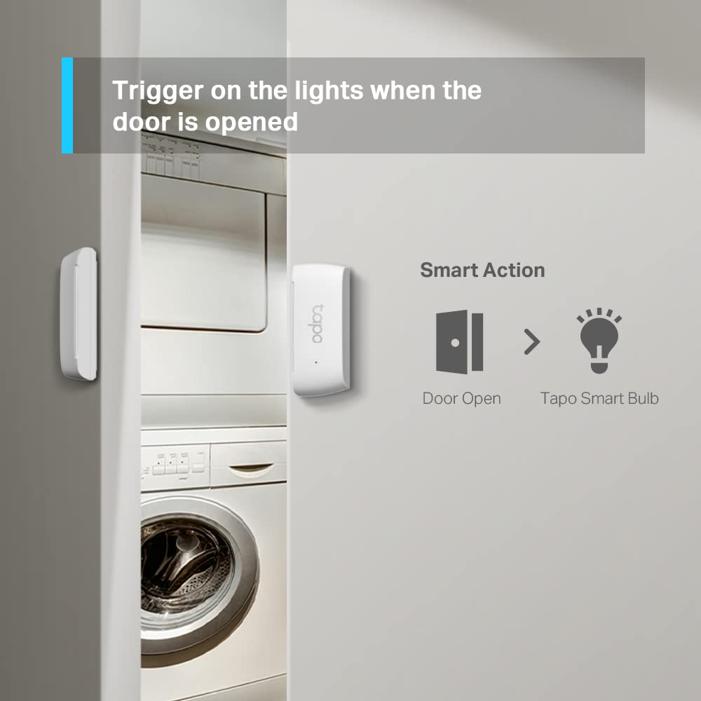 Tapo Door Sensor Mini, REQUIRES Tapo Hub, Long Battery Life w/Sub-1G Low-Power Wireless protocol, Contact Sensor, 15mm Wide Gap Allowed, Real-Time Notification, Smart Action (Tapo T110)