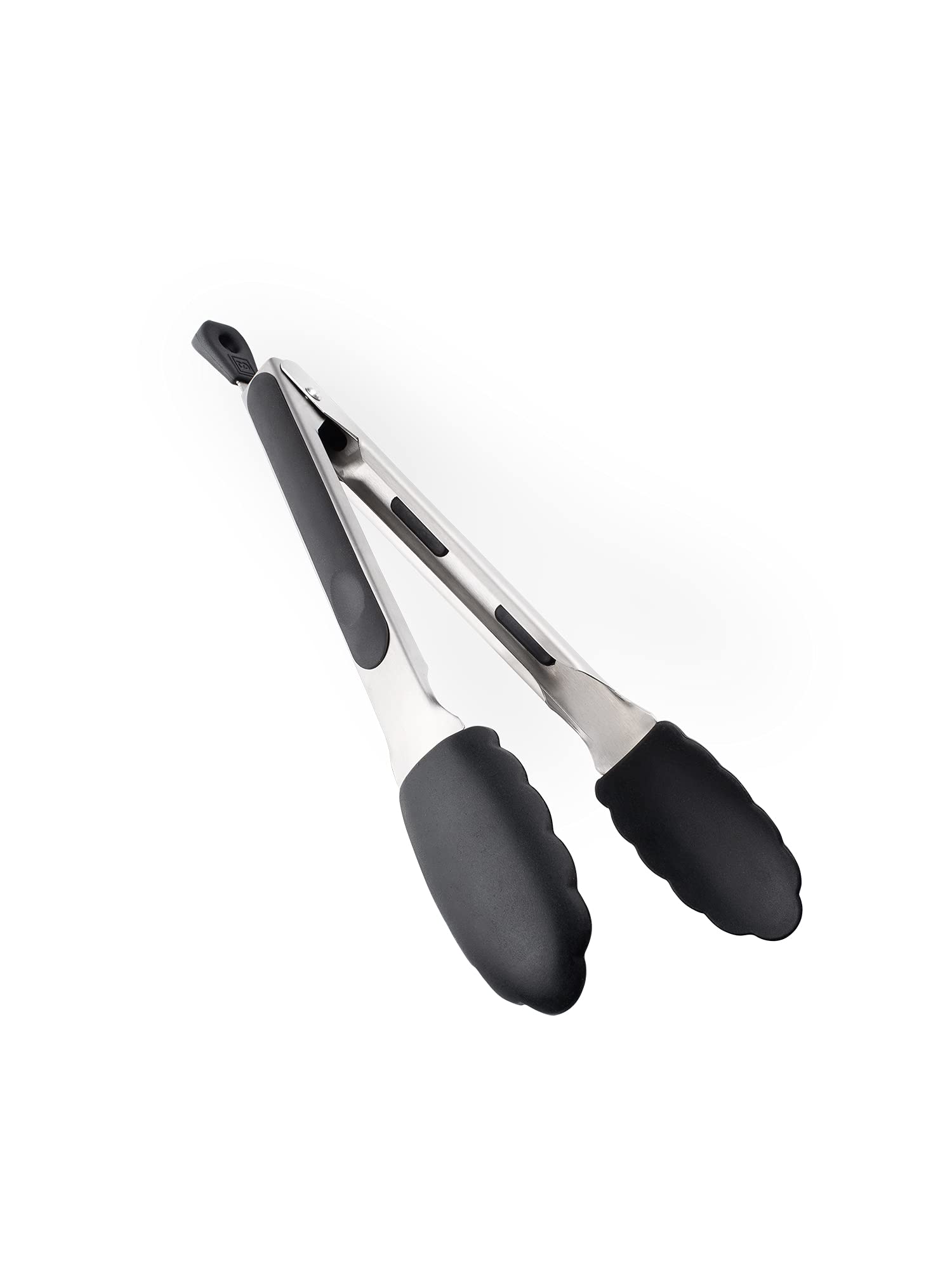 DI ORO® Kitchen Tongs 23cm – Stainless Steel with Non-Stick 250°C Heat-Resistant BPA Free Silicone Tips – Great Tool for Cooking, Serving, and Barbecuing - Dishwasher Safe and Easy to Clean