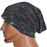 JESSE · RENA Chic Striped Thin Baggy Slouch Summer Beanie Skull Cap Hat (Black)