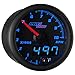 MaxTow Double Vision 10,000 RPM Tachometer Gauge - for 1-10 Cylinder Gas Powered Engines - Black Gauge Face - Blue LED Illuminated Dial - Analog & Digital Readouts - 2-1/16