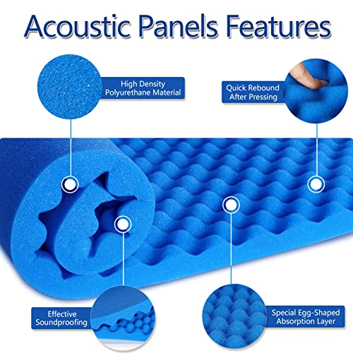 WENGWEI 2 Pack 24" X 48" X 2" Blue Acoustic Foam Egg Studio absorbs sound insulation and fills
