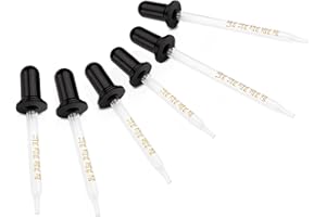BAKOTAKA Eye Dropper - (Pack of 6) Straight Tip Calibrated Glass Medicine Droppers, 1mL Capacity Oils Pipette Dropper for Accurate Easy Dose and Measurement