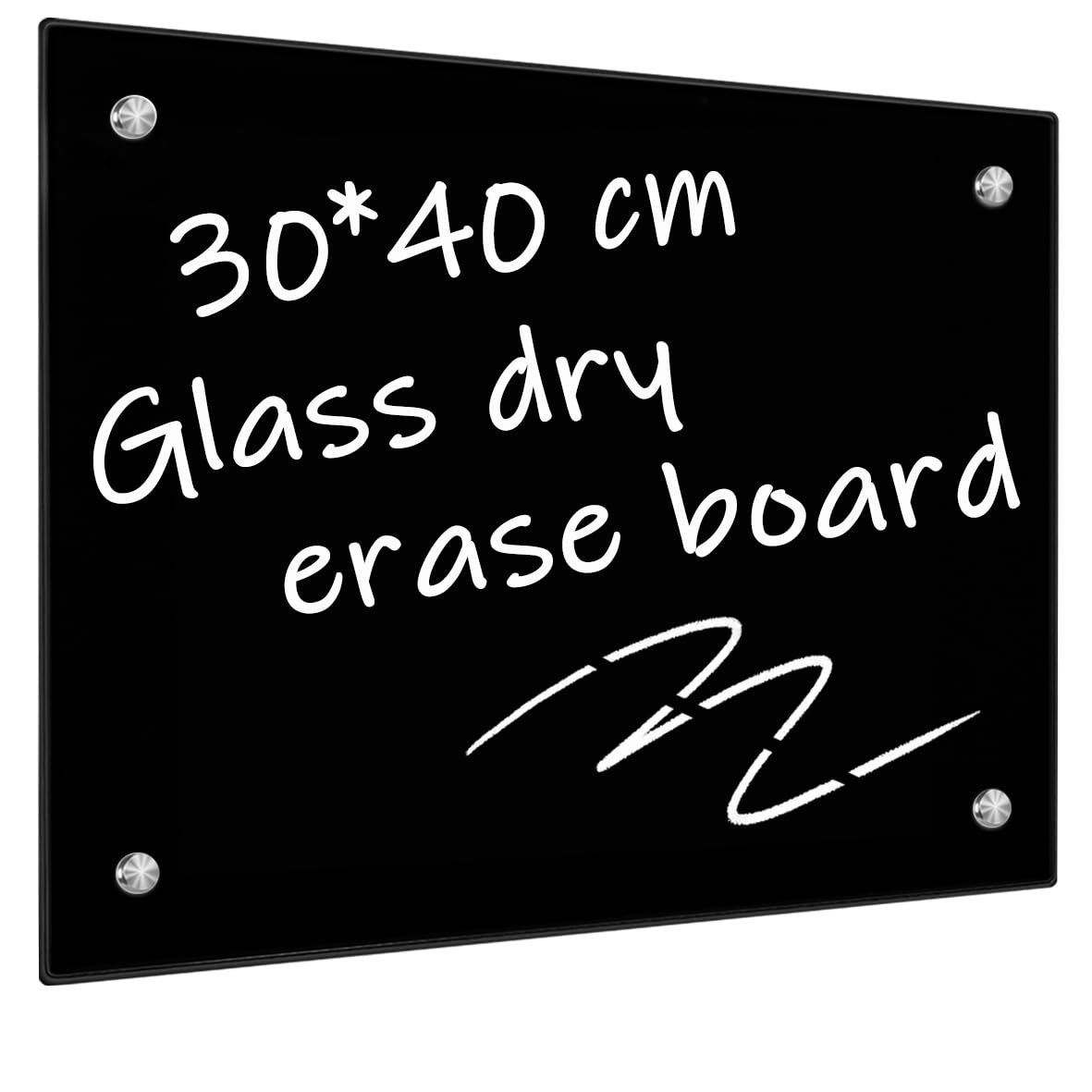Umtiti Black Glass Dry Erase Whiteboard, 12" x 16" Frameless Glass White Board for Home,School,Office,Black Surface.Glass-BK3040
