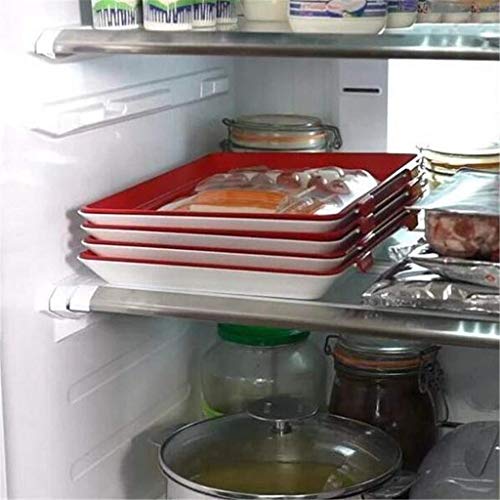 Cadrim Food Preservation Tray, Stackable BPA Free Plastic Food Storage Container with Elastic Reusable Locking Lid for Refrigerator and Freezer (Red, 2) - Thumbnail 2