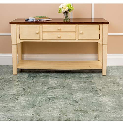 Solid Marble Green & Gray Marble Vinyl Floor Tiles Self Stick Peek Flooring 12'' x 12'' 1-Pack (20 Pieces)