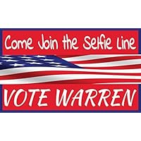 Vote Warren Selfie Line Sticker - Elizebeth Warren for President Bumper Sticker - Warren Sticker for Cars, Window, Computers Sticks Anywhere - Come Join the Selfie Line Car Decal- 5" x 3"